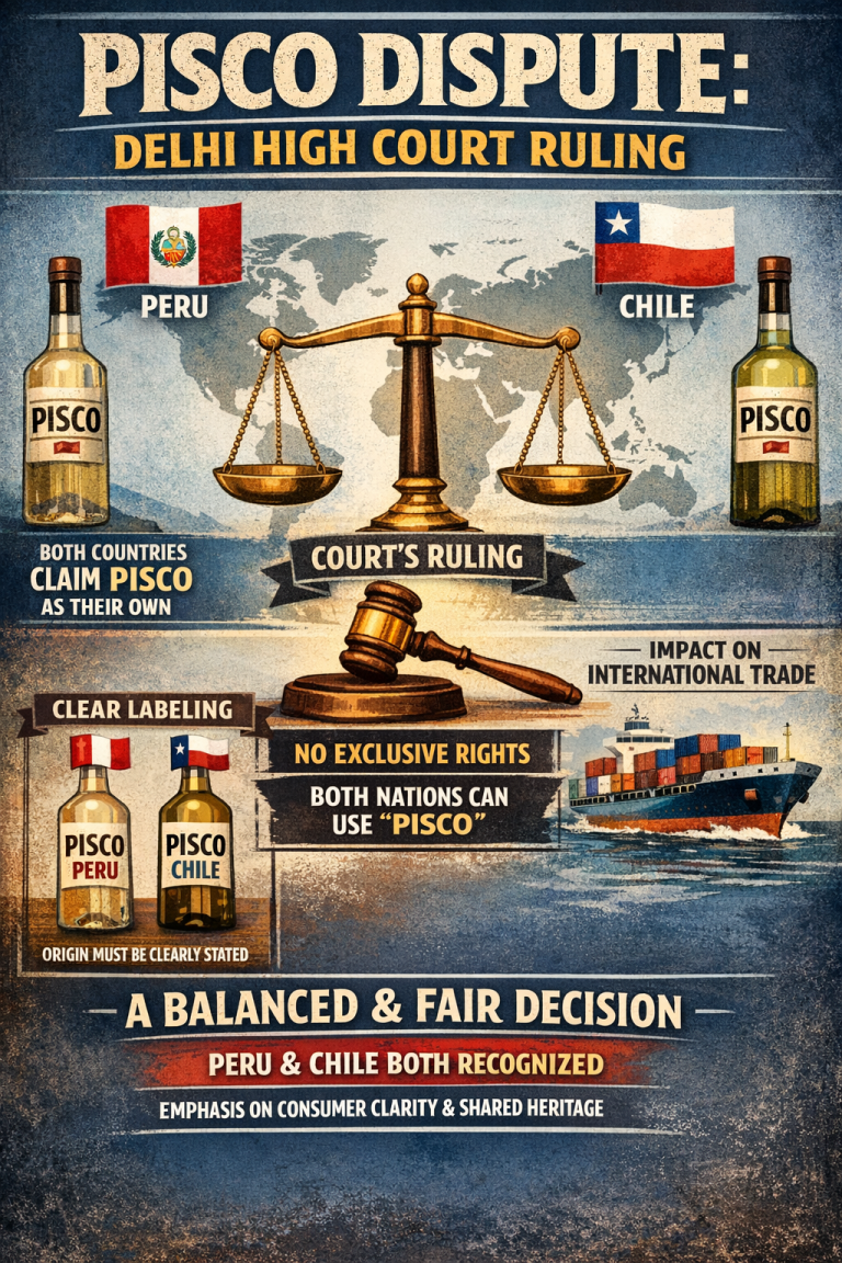 Delhi High Court dismisses Peru’s plea for sole rights over ‘PISCO’ name